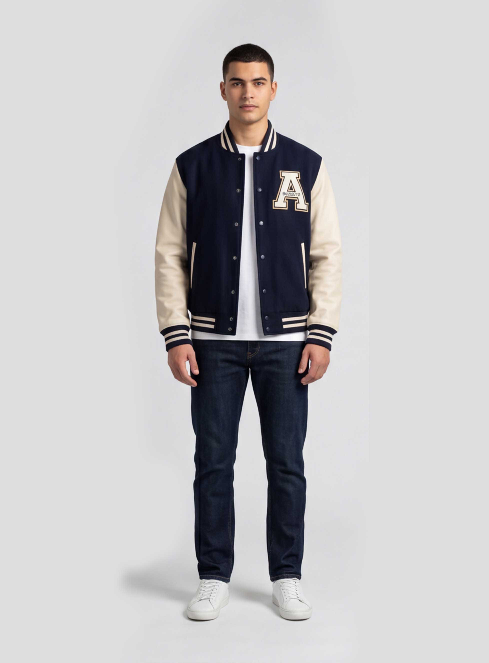 Men College Varsity Blue Jacket