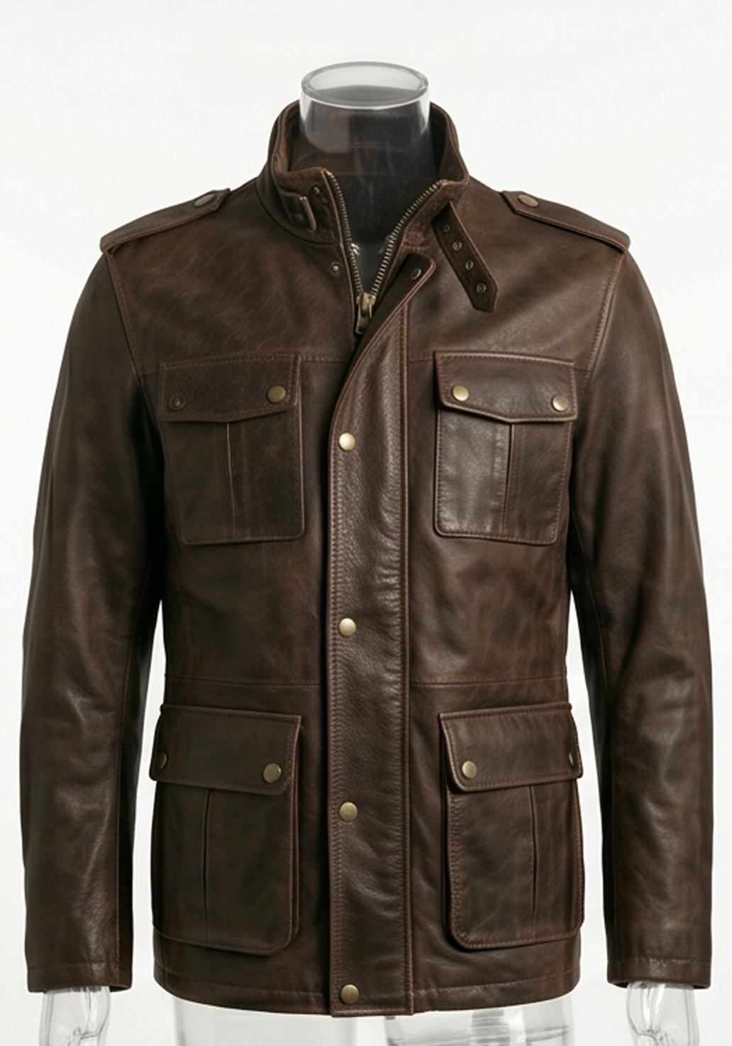 Men’s Rugged Field Jacket – 100% Genuine Distressed Leather