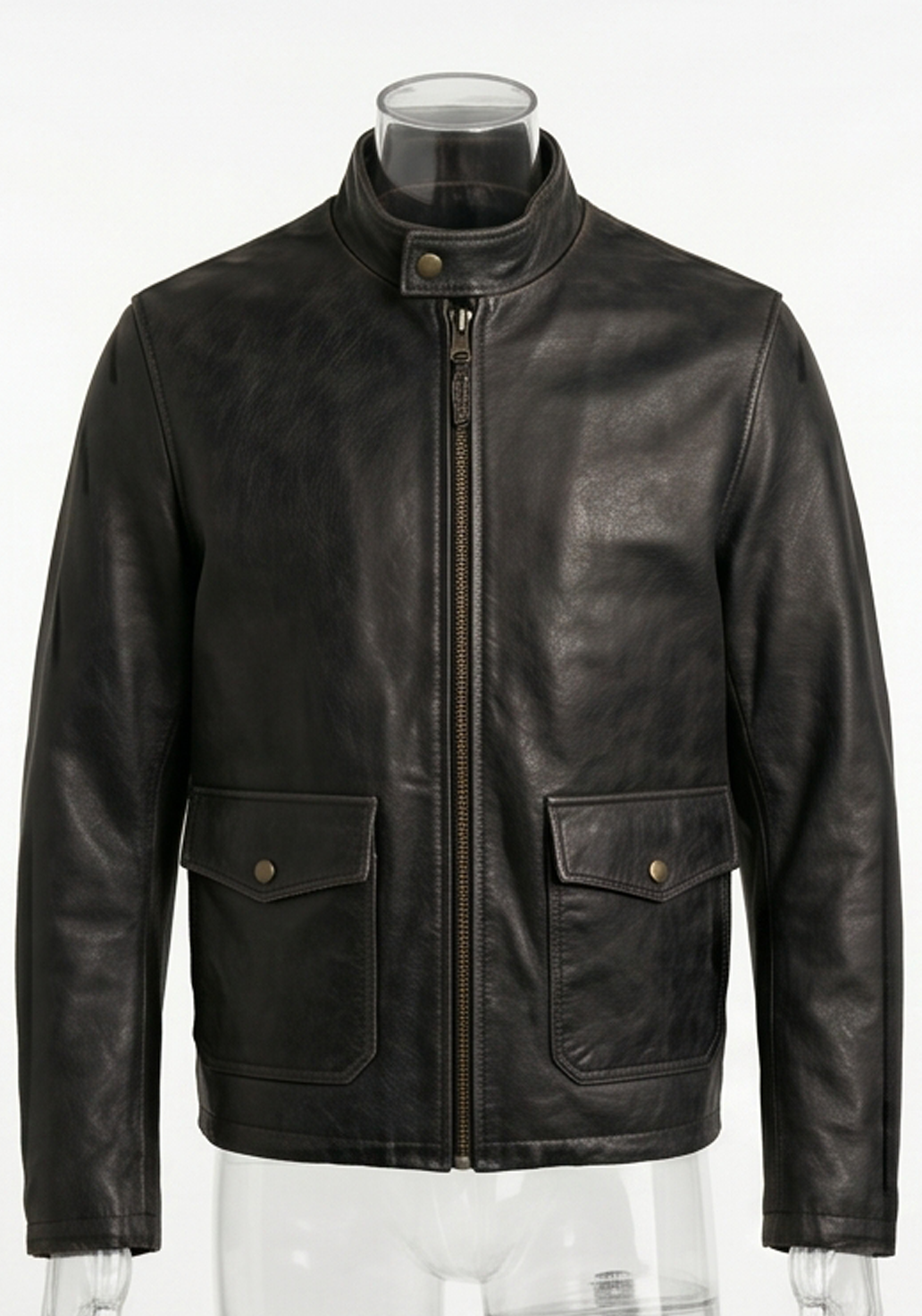 Black Leather Cafe Racer Jacket